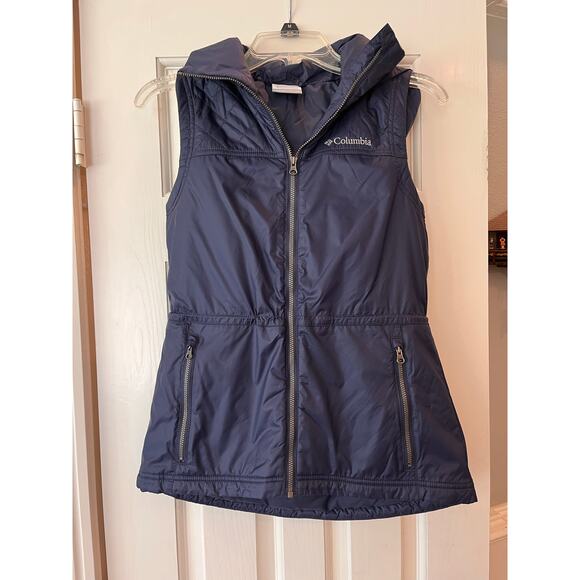Columbia Nylon Vest Women XS Hooded Full Zip Pockets Lightweight Hiking Outdoor - Picture 1 of 8